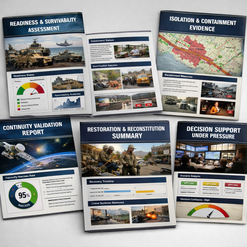 photographic Each doctrinal exercise produces assurance artifacts not technical reportsThese artifacts are designed for senior leadership and national