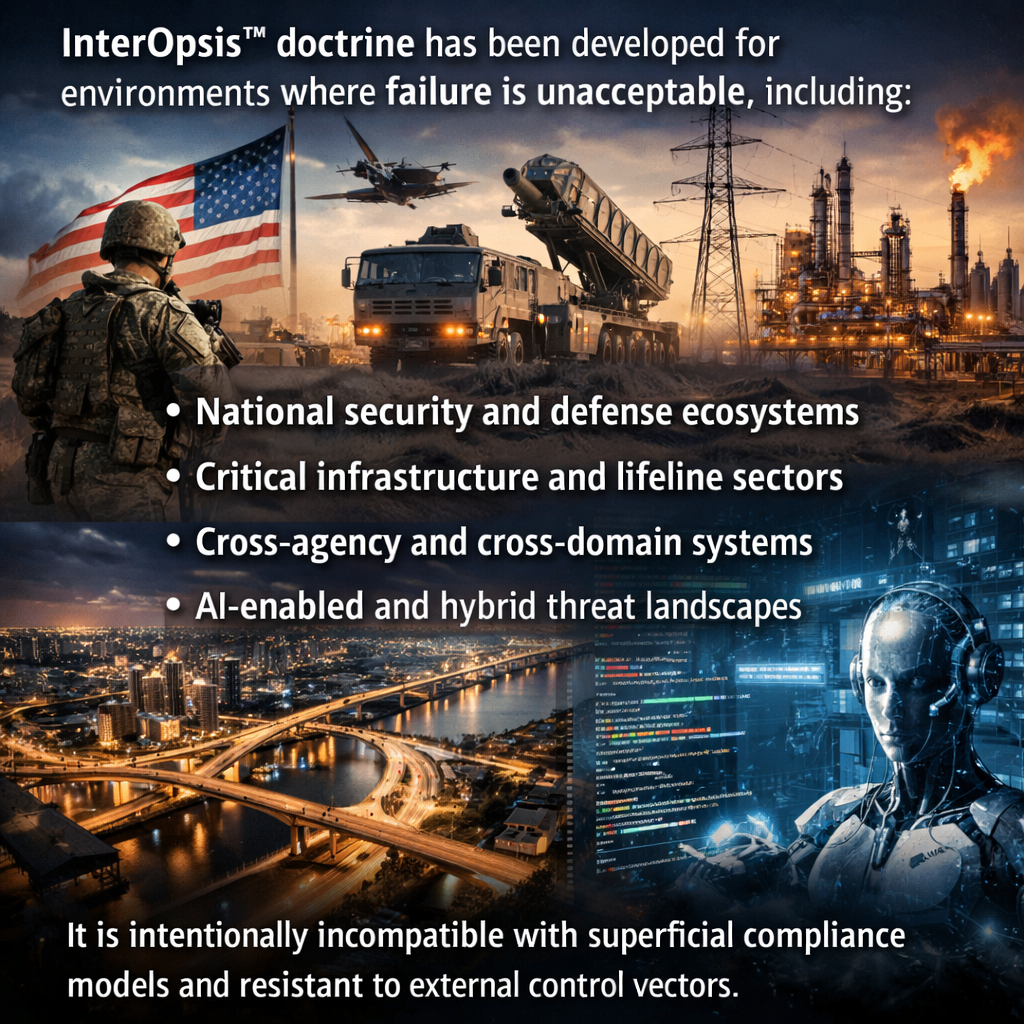 photographic Match the content of InterOpsis doctrine has been developed for environments where failure is unacceptable including National security an